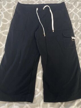 Boston Proper Black Capri Cargo Drawstring Pants